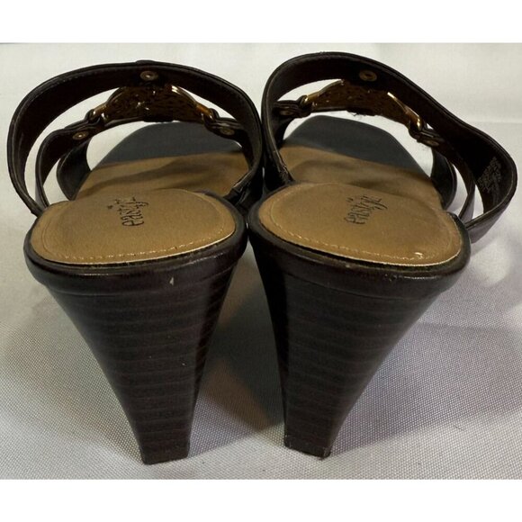 East 5th Womens Brown Gold Medallion Wedge Sandal Slip On 8.5 US - Picture 4 of 12